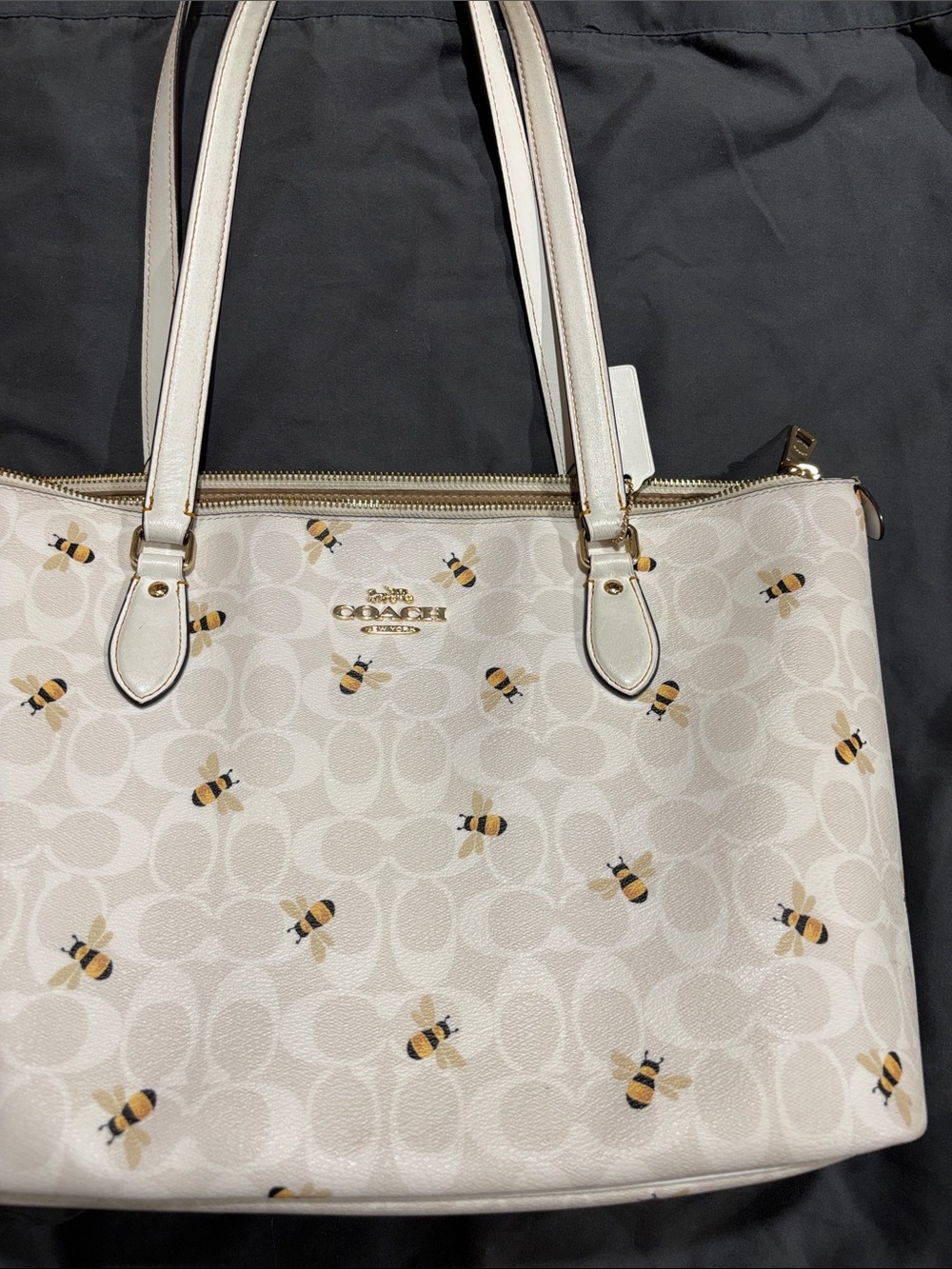 COACH GALLERY TOTE IN SIGNATURE CANVAS WITH BEE PRINT